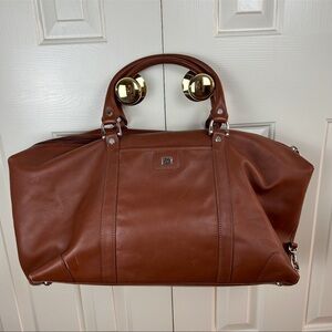 Cutter & Buck Brown Leather Large Duffel Bag Overnight